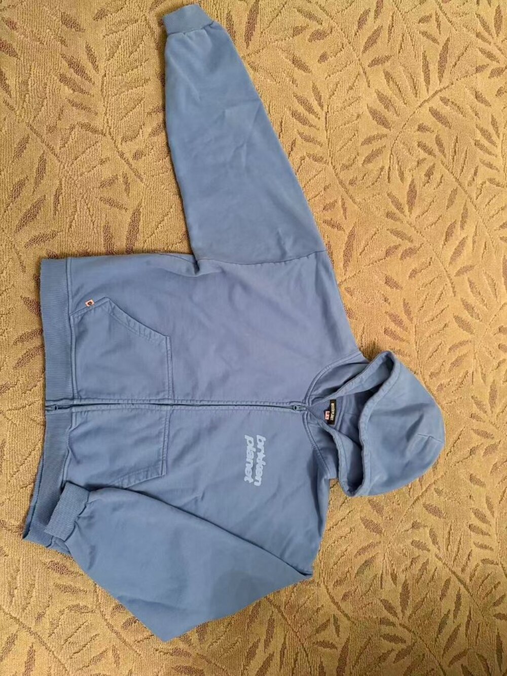 Broken Planet Dust Blue Full Zip Hoodie Size L